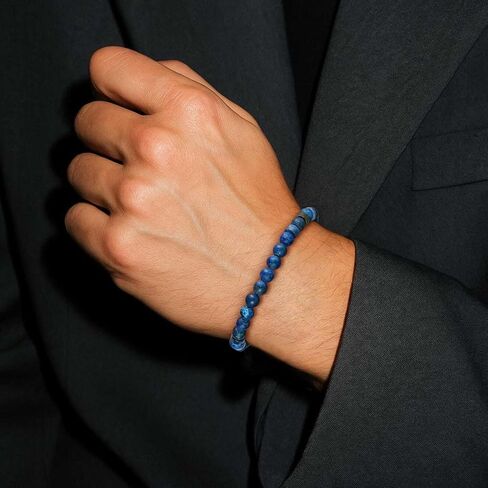 TRUMIUM Beaded Bracelets for Men Women Hematite 6mm Lapis Lazuli Mens Bracelet Gemstone Jewelry for Him 7.5/8.3/9 Inch Length in Saudi Arabia