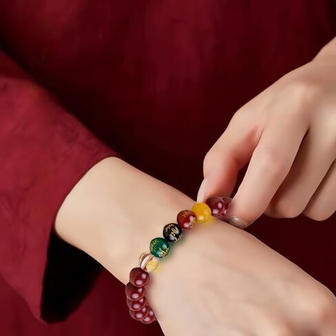 Feng Shui Bracelet for Men Women, Red Cinnabar Bracelet Prayer Beads Protection Bracelet Jewelry Gifts Meaning to Attract Wealth and Good Luck (8mm) in Saudi Arabia