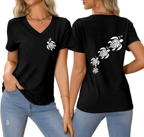 Sea Turtles Shirts for Women Funny Turtle Cute Heart Graphic Tees Summer Short Sleeve Tops Beach V Neck T-Shirt in Saudi Arabia