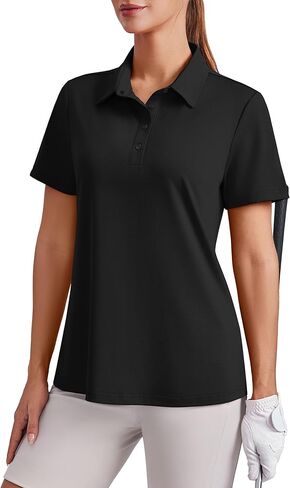 PINSPARK Womens 4 Buttons Golf Polo Shirts UPF 50+ Quick Dry Athletic Tennis Tops Collared Pickleball T Shirt in Kuwait