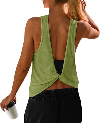 UNIANKIYA Open Back Workout Tops for Women Athletic Backless Tank Tops Sleeveless Gym Running T Shirts Yoga Going Out Tee in Saudi Arabia