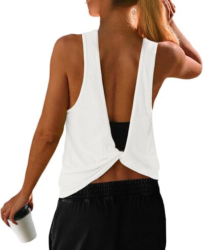 UNIANKIYA Open Back Workout Tops for Women Athletic Backless Tank Tops Sleeveless Gym Running T Shirts Yoga Going Out Tee in Saudi Arabia