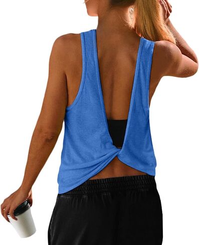 UNIANKIYA Open Back Workout Tops for Women Athletic Backless Tank Tops Sleeveless Gym Running T Shirts Yoga Going Out Tee in Saudi Arabia