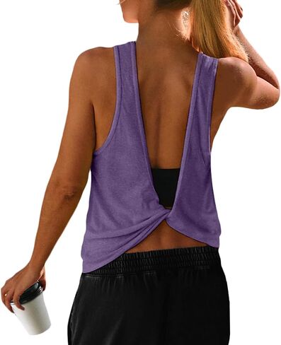 UNIANKIYA Open Back Workout Tops for Women Athletic Backless Tank Tops Sleeveless Gym Running T Shirts Yoga Going Out Tee in Saudi Arabia