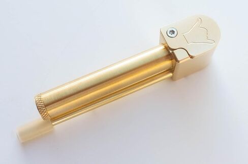 Super Shaka Brass Portable, Longer Stem, Larger Storage Pod than Original Proto, Easy Open Tar Trap Closeable Lid Solid Brass Innovative All-in-One Design Made in Hawaii in Saudi Arabia