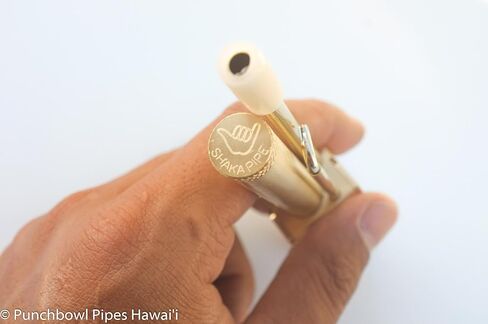Super Shaka Brass Portable, Longer Stem, Larger Storage Pod than Original Proto, Easy Open Tar Trap Closeable Lid Solid Brass Innovative All-in-One Design Made in Hawaii in Saudi Arabia