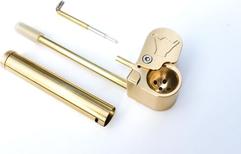 Super Shaka Brass Portable, Longer Stem, Larger Storage Pod than Original Proto, Easy Open Tar Trap Closeable Lid Solid Brass Innovative All-in-One Design Made in Hawaii in Saudi Arabia