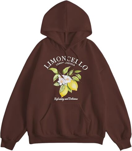 SweatyRocks Women's Drawstring Lemon Graphic Hoodies Fleece Sweatshirts Fall Fashion Pullover Sweaters in Saudi Arabia