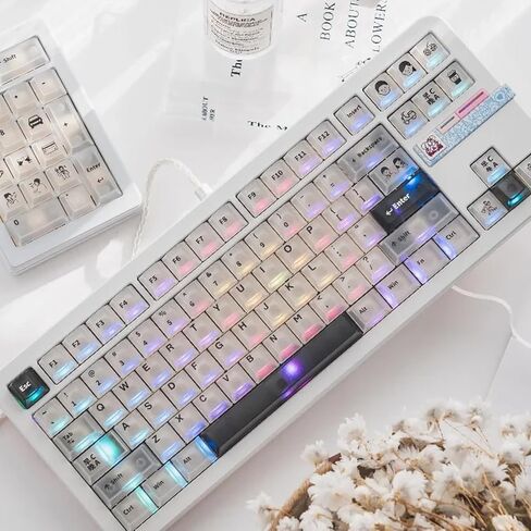 mintcaps Transparent Keycaps - Clear Keyboard Keycaps PC Cherry Profile Brown Keycap Set 153 Keys Shine Through Key Cap for Cherry Gateron Mx Switches Mechanical Keyboard in Saudi Arabia