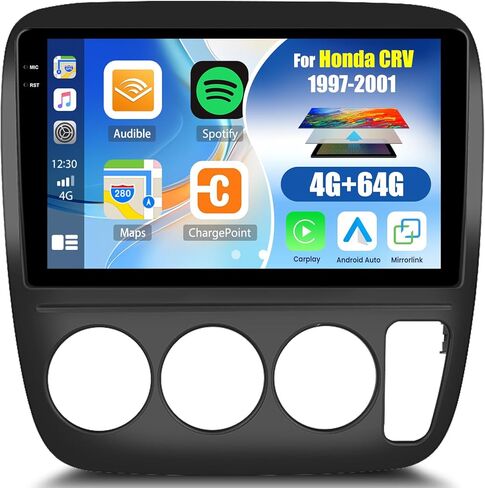 SIXWIN Android Car Stereo for Honda CRV 1997 1998 1999 2000 2001 Manual AC 9 Inch Touch Screen for Honda CRV Car Radio with CarPlay Android Auto Bluetooth GPS Navigation WiFi FM SWC Backup Camera MIC in Saudi Arabia