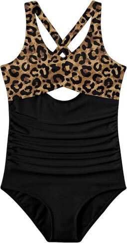 Girl Swimsuit One Piece Cutout Ruched Bathing Suits Adjustable Drawstring Swimwear with Pads Size 9-16 in Saudi Arabia