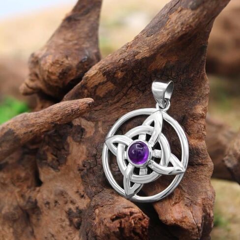 Moonlight Mysteries Amethyst Witches Knot Pendant - .925 Sterling Silver Wiccan Witchcraft Jewelry - (1 Inch Diameter) in Saudi Arabia