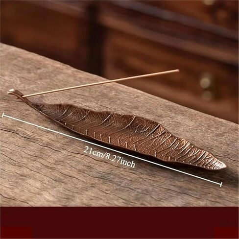 Incense Holder, Leaf Burner, Incense Ash Catcher, Incense Sticks Holder for Counters, Meditation Room, Yoga, Home, Office, Red Copper in Saudi Arabia