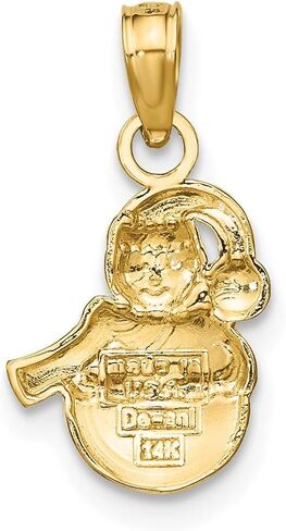 14K Yellow Gold Snowman with Scarf and Hat 2D Pendant (0.62 x 0.36 inches) in Saudi Arabia