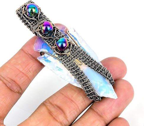 Tanay Gems and Jewels Milky Opal Rough Pendant – Handmade Copper Wire Wrapped Jewelry with Titanium Beads – Dainty Gemstone Pendant Gift for Women & Men in Saudi Arabia