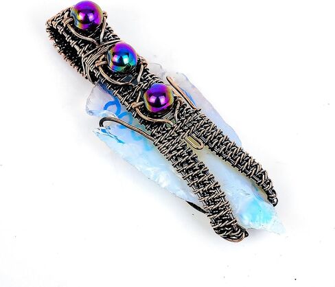 Tanay Gems and Jewels Milky Opal Rough Pendant – Handmade Copper Wire Wrapped Jewelry with Titanium Beads – Dainty Gemstone Pendant Gift for Women & Men in Saudi Arabia