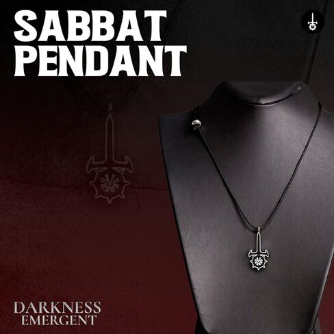 By Night Studios Sabbat Sect Vampire: the Masquerade Pendant Charm - Silver & Black Zinc Alloy with Braided Cord - 1.5" Pendant in Saudi Arabia