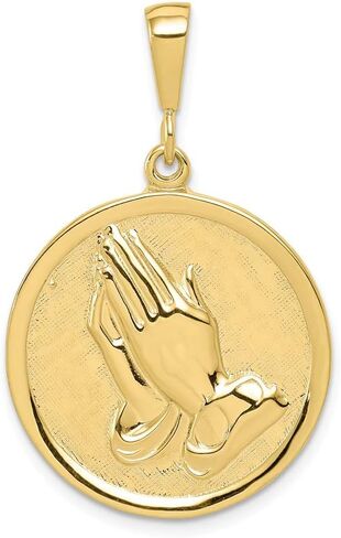 Solid 10K Yellow Gold Praying Hands Reversible Serenity Prayer Pendant (0.87 x 1.38 Inches) in Saudi Arabia