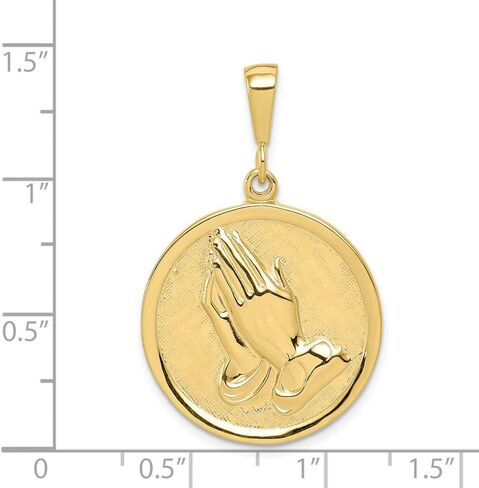 Solid 10K Yellow Gold Praying Hands Reversible Serenity Prayer Pendant (0.87 x 1.38 Inches) in Saudi Arabia