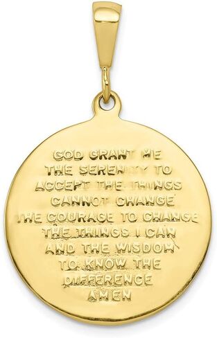 Solid 10K Yellow Gold Praying Hands Reversible Serenity Prayer Pendant (0.87 x 1.38 Inches) in Saudi Arabia