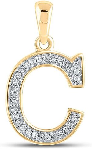 10kt Yellow Gold Womens Round Diamond Initial C Letter Pendant 1/12 Cttw in Saudi Arabia