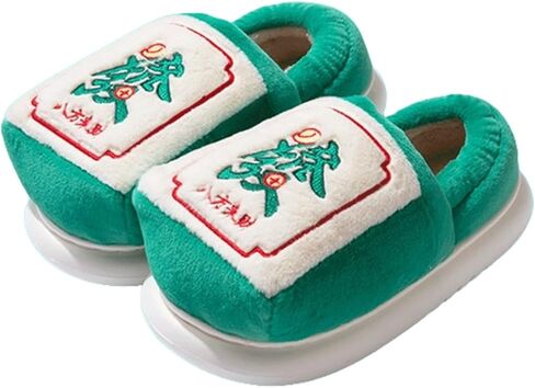 Pantuflas Novelty Mahjong Home Slippers for Women Men Fun Gong Xi Fa Cai Winter Soft Warm Plush Shoes Unique Couple Fuzzy Slippers Zapatillas in Saudi Arabia