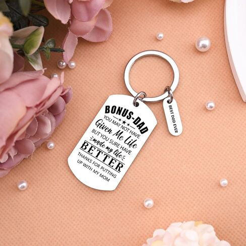 Step Dad Chriatmas Gifts Stepdad Gifts from Step Daughter Son Thank You Keychain for Step Daddy Cool Birthday Wedding Valentine's Day Christmas Gift for Father Adoptive Unbiological Dads Keychains in Saudi Arabia
