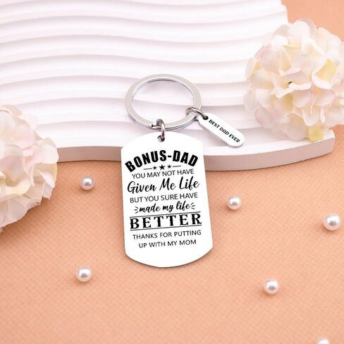 Step Dad Chriatmas Gifts Stepdad Gifts from Step Daughter Son Thank You Keychain for Step Daddy Cool Birthday Wedding Valentine's Day Christmas Gift for Father Adoptive Unbiological Dads Keychains in Saudi Arabia