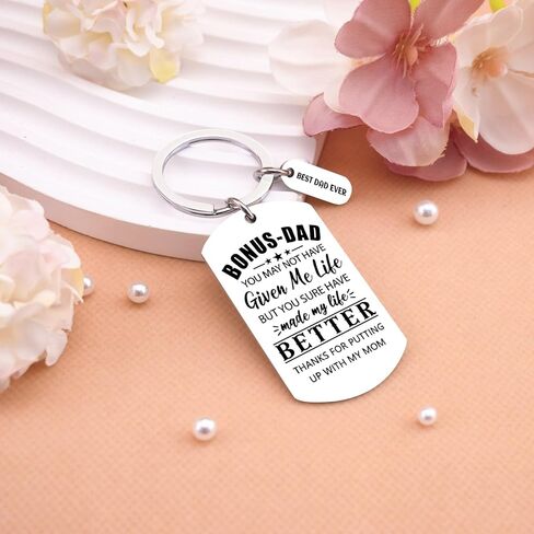 Step Dad Chriatmas Gifts Stepdad Gifts from Step Daughter Son Thank You Keychain for Step Daddy Cool Birthday Wedding Valentine's Day Christmas Gift for Father Adoptive Unbiological Dads Keychains in Saudi Arabia