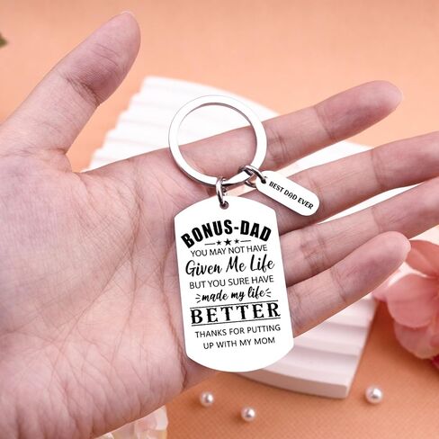 Step Dad Chriatmas Gifts Stepdad Gifts from Step Daughter Son Thank You Keychain for Step Daddy Cool Birthday Wedding Valentine's Day Christmas Gift for Father Adoptive Unbiological Dads Keychains in Saudi Arabia