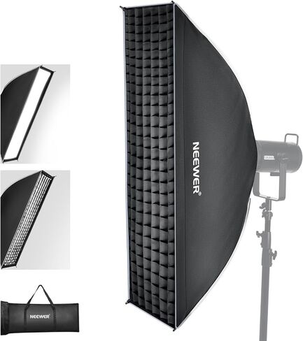 Neewer 24"x35" Rectangular Softbox, Quick Release Strip Soft Box with Bowens Mount, Diffusers, Grid, Bag, Compatible with Aputure 120d Compatible with Godox SL60w Q4 AS600B CB300B Q300, NS93P in Saudi Arabia