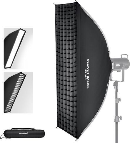 Neewer 24"x35" Rectangular Softbox, Quick Release Strip Soft Box with Bowens Mount, Diffusers, Grid, Bag, Compatible with Aputure 120d Compatible with Godox SL60w Q4 AS600B CB300B Q300, NS93P in Saudi Arabia