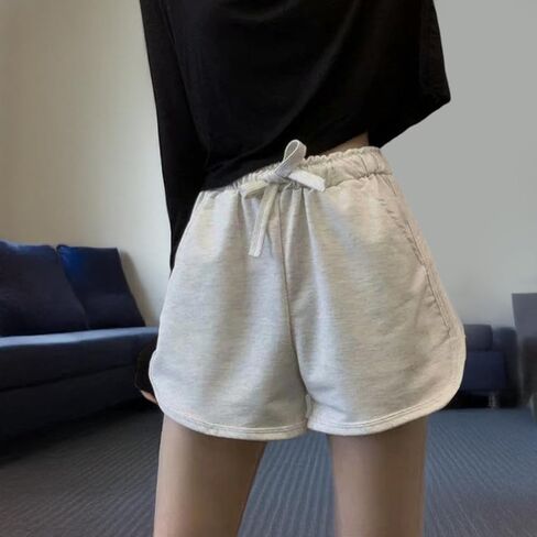 Women's Athletic Shorts Drawstring Waist Contrast - Trim High Waisted Running Shorts for Gym Workout Track in Saudi Arabia