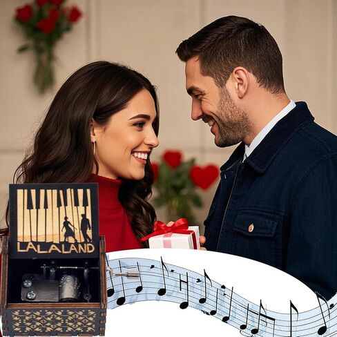 هدايا عيد الحب لها، صندوق موسيقي خشبي مزود بذراع كرنك ديكور لحفلات الزفاف وأعياد الميلاد وعيد الميلاد صندوق موسيقي أسود الحب من الزوجة والزوج والصديقة والصديق in Saudi Arabia