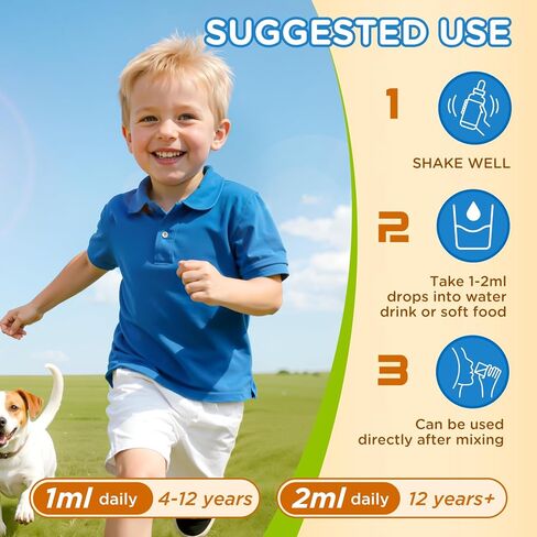 Vitamin D3 K2 Drops for Kids Liquid Supplement with Calcium, Omega 3, Zinc, Vitamin D3 K2 for Calcium Absorption Healthy Bones, Brain Development & Immune System, Non-GMO, Vegan, Orange Flavor 2 Fl Oz in Saudi Arabia