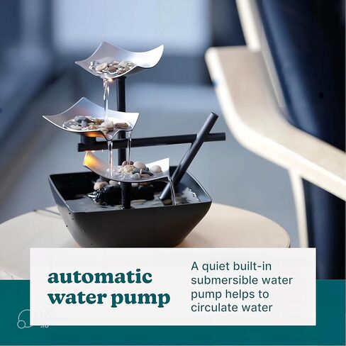 Indoor Tabletop Water Fountain (8.25" Tall) – Soothing Zen Décor with Automatic Pump, Deep Basin & Natural River Rocks for Home, Office, or Bedroom Relaxation in Saudi Arabia