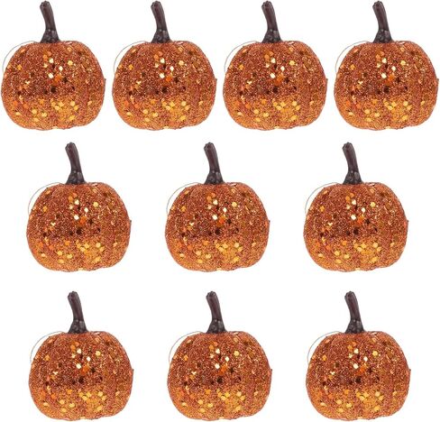 UPSTORE 10Pcs Artificial Glitter Pumpkins Mini Foam Pumpkin Lifelike Simulation Fake Pumpkins Pumpkin Hanging Ornaments for Halloween Autumn Theme Party Decorations in Kuwait