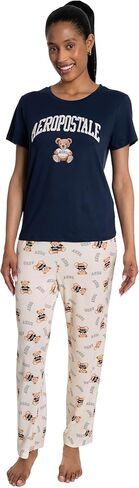 AEROPOSTALE womens Short Sleeve and Logo Waist Pants 2pc Pj in Saudi Arabia