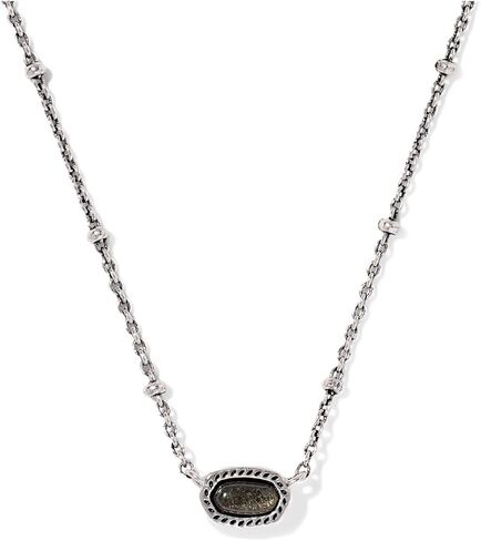 Kendra Scott, Women's, Mini Elisa Satellite Short Pendant Necklace, Vintage Silver Golden Obsidian, One Size in Saudi Arabia