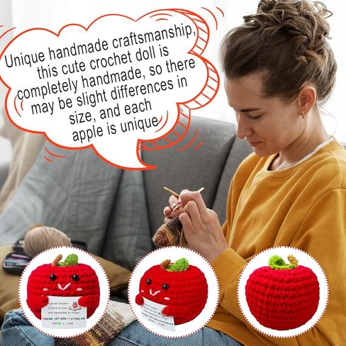 Teacher Appreciation Gifts Mini Crochet Apples for Ladies, Suitable for Teacher's Day Graduation Ceremony Year-end Birthday Thank You Teacher Gifts in Saudi Arabia