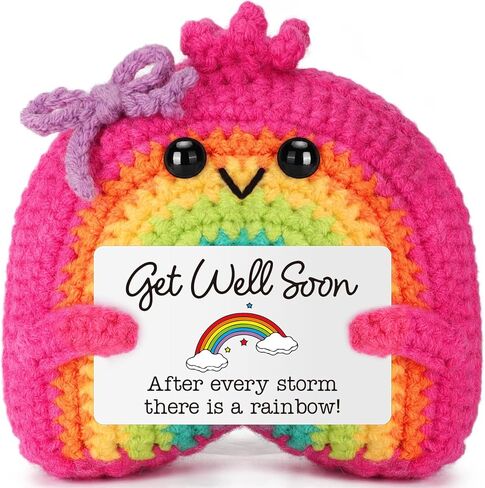 هدية صغيرة ملهمة عاطفية لدعم الهتاف للنساء من الكروشيه المصنوع يدويًا بألوان قوس قزح الإيجابية، هدية تشجيع لتخفيف التوتر والصحة العقلية هدية إيجابية للأصدقاء وزملاء العمل وأعياد الميلاد وعيد الميلاد in Kuwait