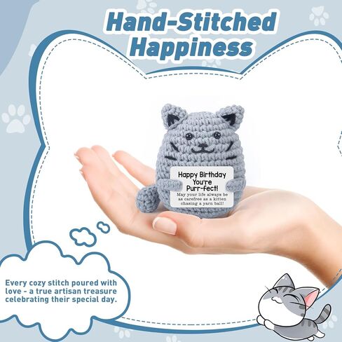 Funny Birthday Gift: Hand - Crocheted Charming Gray Cat - Heartwarming & Thoughtful Artisanal Decor (Birthday Gift) in Saudi Arabia