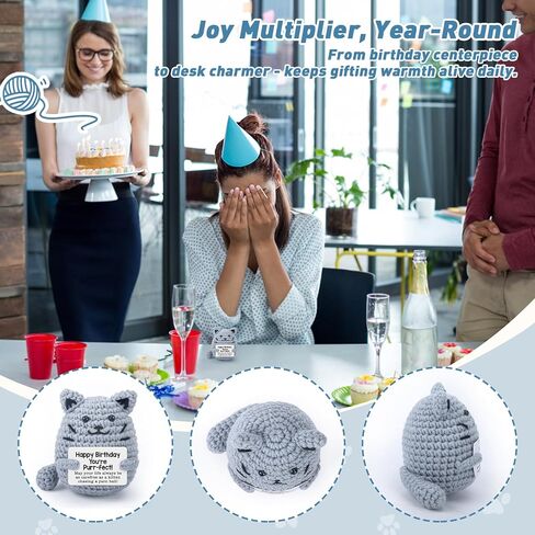 Funny Birthday Gift: Hand - Crocheted Charming Gray Cat - Heartwarming & Thoughtful Artisanal Decor (Birthday Gift) in Saudi Arabia