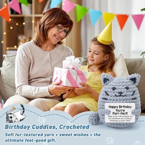 Funny Birthday Gift: Hand - Crocheted Charming Gray Cat - Heartwarming & Thoughtful Artisanal Decor (Birthday Gift) in Saudi Arabia