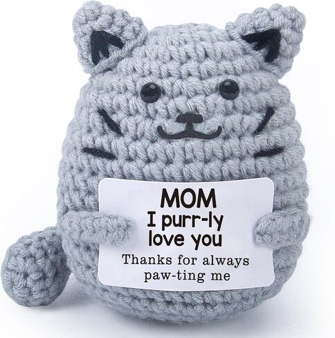 Funny Birthday Gift: Hand - Crocheted Charming Gray Cat - Heartwarming & Thoughtful Artisanal Decor (Birthday Gift) in Saudi Arabia
