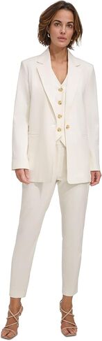 DKNY Womens Solid Linen One-Button Blazer White 12 in Saudi Arabia