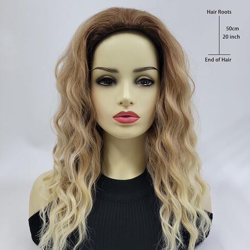 Long Brown Mixed Blonde Wigs for Daily Use Fashion Ombre Heat Resistance Synthetic Curly Wavy Wig Cosplay Party Hair Replacement Wigs for Women Natural Looking in Saudi Arabia
