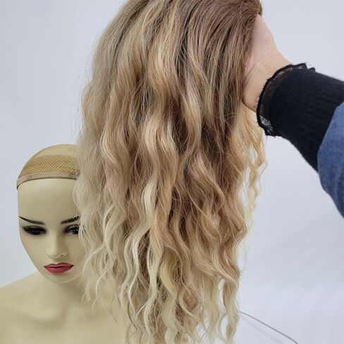 Long Brown Mixed Blonde Wigs for Daily Use Fashion Ombre Heat Resistance Synthetic Curly Wavy Wig Cosplay Party Hair Replacement Wigs for Women Natural Looking in Saudi Arabia