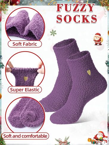 24 Sets Christmas Sock Gifts Holiday Xmas Fluffy Winter Warm Socks Bulk and Colorful Creative Fun Tags and Bags for Women Holiday Party Goodie Bag in Saudi Arabia