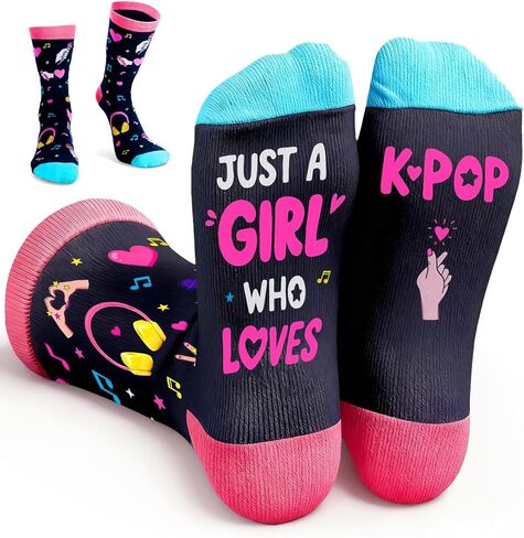 TI-EDC Kpop Socks, K-Pop Merch, Korean Drama Gifts, Christmas Stocking Stuffer, Music Gifts for Women - K Pop Singing Socks for Teen Girls Singers Kpop Fans Lovers, Valentines Day Ideas in Saudi Arabia